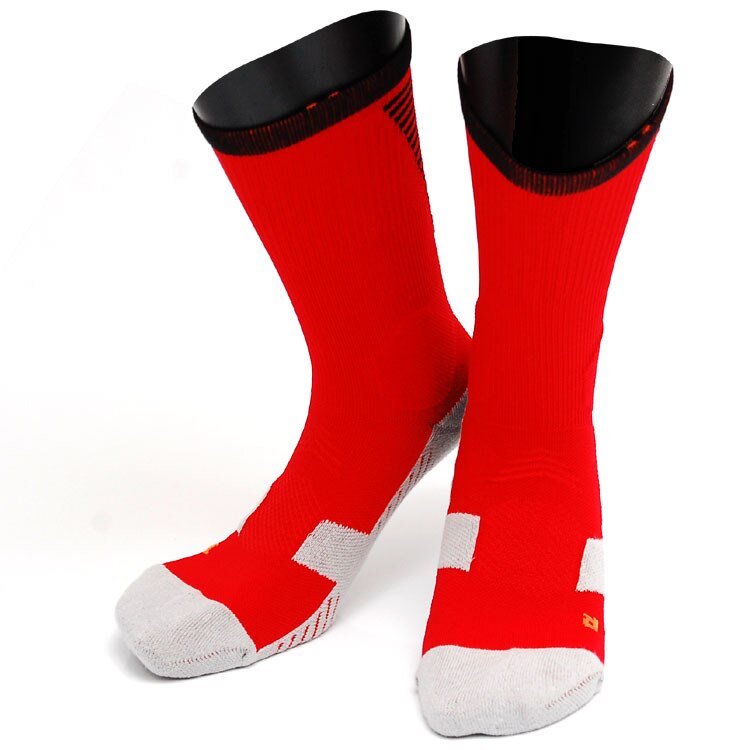 Bulothock short tube basketball sokker mænd, der løber hurtigtørrende høj elasticitet nylon tykt håndklæde fodboldsokker udendørs sportssokker: Rød sort