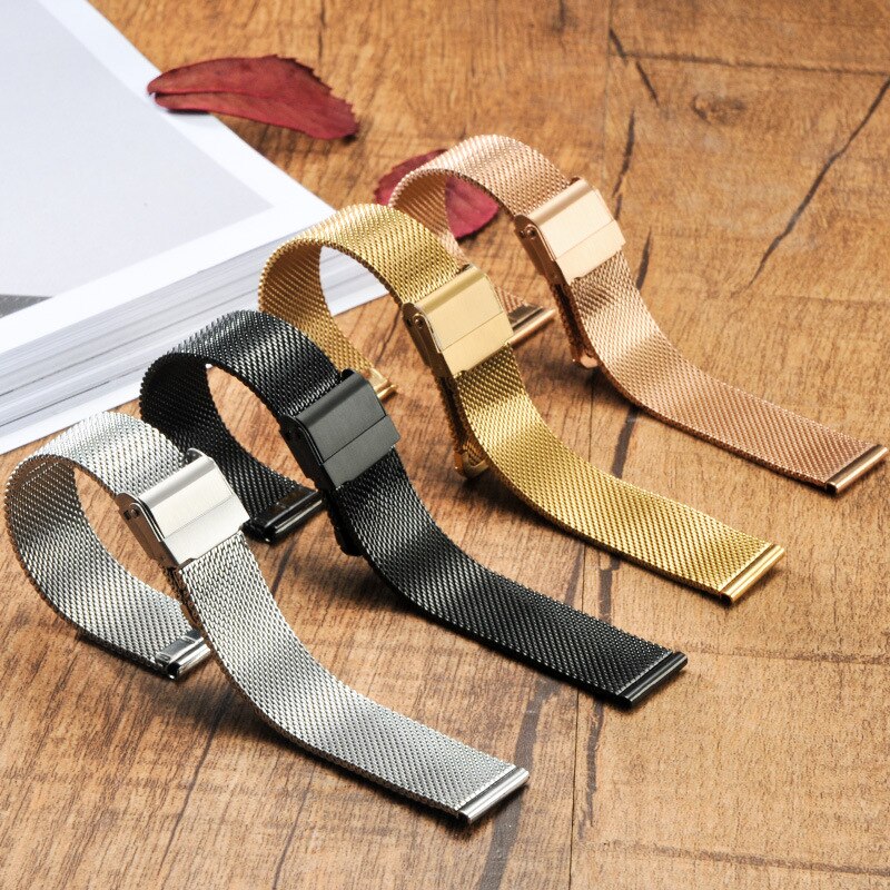 14 mm riem mesh horlogeband dames heren armband roestvrij staal geweven gaas vervanging metalen accessoires 10-24 mm gereedschap