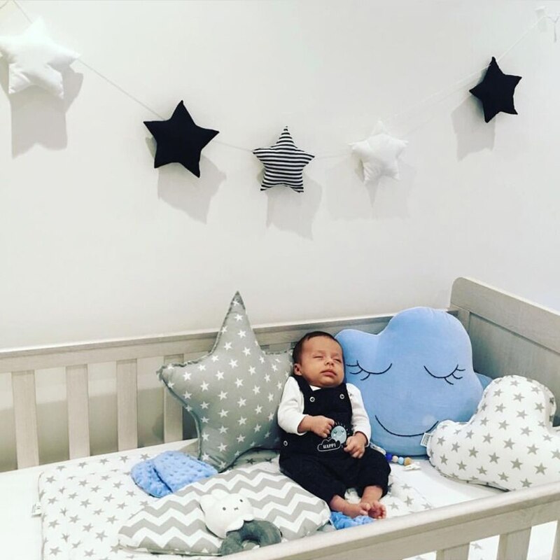 Guirnaldas de estrellas de estilo nórdico INS, habitación de adornos navideños para niños y niñas, carpa para bebé, decoraciones, atrapasueños, accesorios de fotografía,