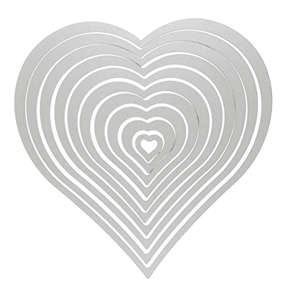 10PCS Assorted Size Metal Carbon Steel Love Heart Embossing Cutting Dies Stencil Templates for DIY Scrapbooking Album Paper Card