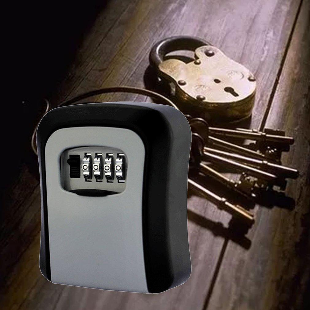 Wall Mounted Key Storage Box 4 Digit Combination Password Spare Keys Organizer Box Metal Security Key Box