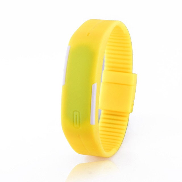 Reloj de mujer para hombre y mujer de Color caramelo, relojes de goma LED para niños, pulsera con fecha, reloj de pulsera deportivo Digital para estudiante,: yellow