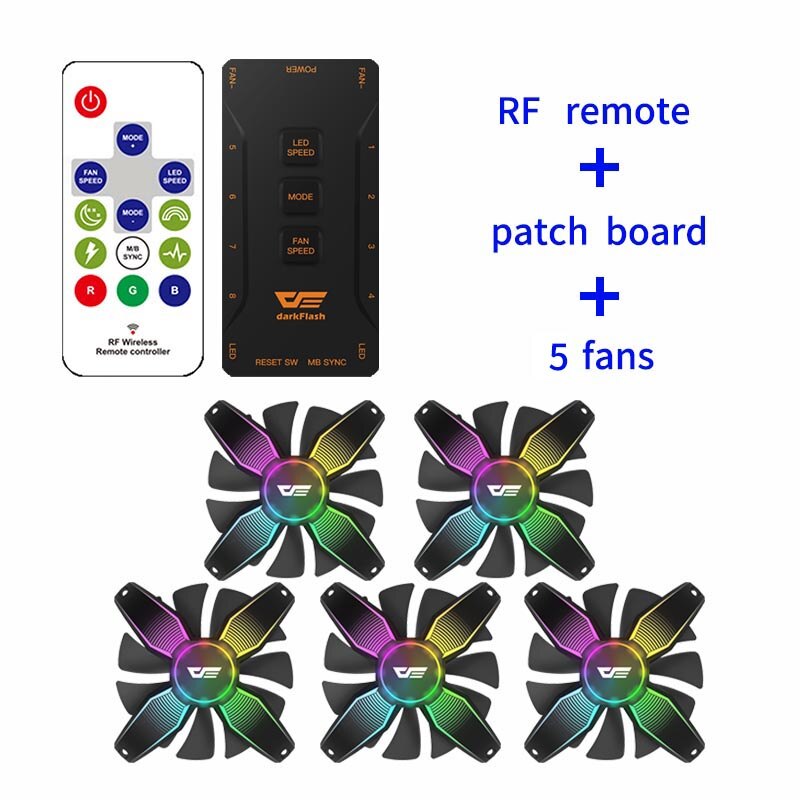 Aigo Talon pro 120mm Computer case fan Cpu Cooler Cooling Radiator 12V NO Frame RGB Cpu Cooling Fan Quietly For Inter And AMD: 5fan