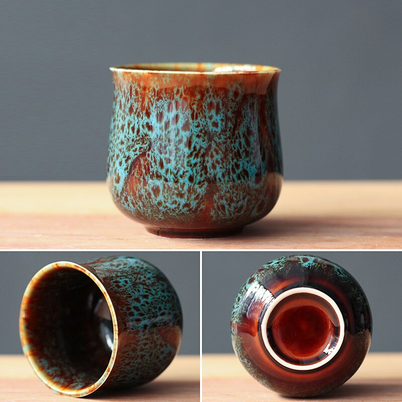 150ml to180ml Chinese Retro Handmade Random Texture Color Glaze High Temperature Firing Ceramic Teacup Porcelain