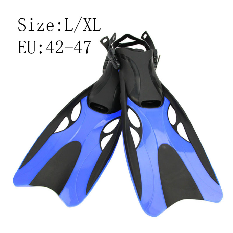 Volwassenen Zwemmen Vinnen Silicone Verstelbare scuba schoenen lange Submersible Professionele Snorkelen Voeten monofin Duiken Flippers: Blue L XL