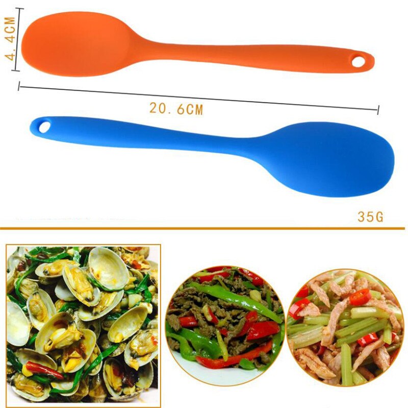 Bunte Silikon Löffel Wärme Beständig Leicht Zu Reinigen Nicht-stick Reis Löffel Hohe Temperatur Löffel Geschirr Utensil Küche Werkzeug