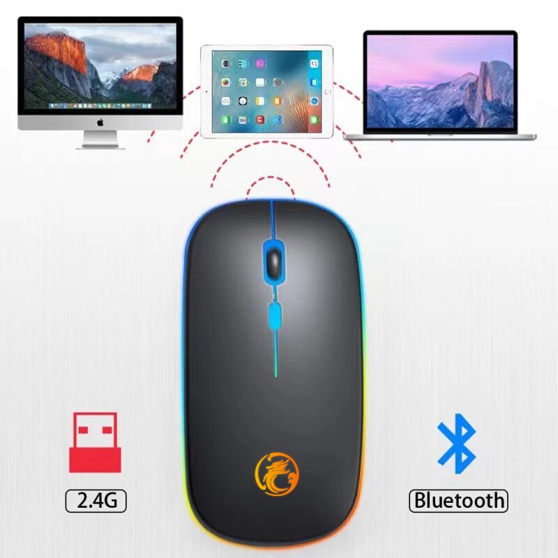 RGB Light Bluetooth Wireless Mouse Silent Rechargeable For Android PC Computer Macbook iPad Backlit Mice Laptop Accessories