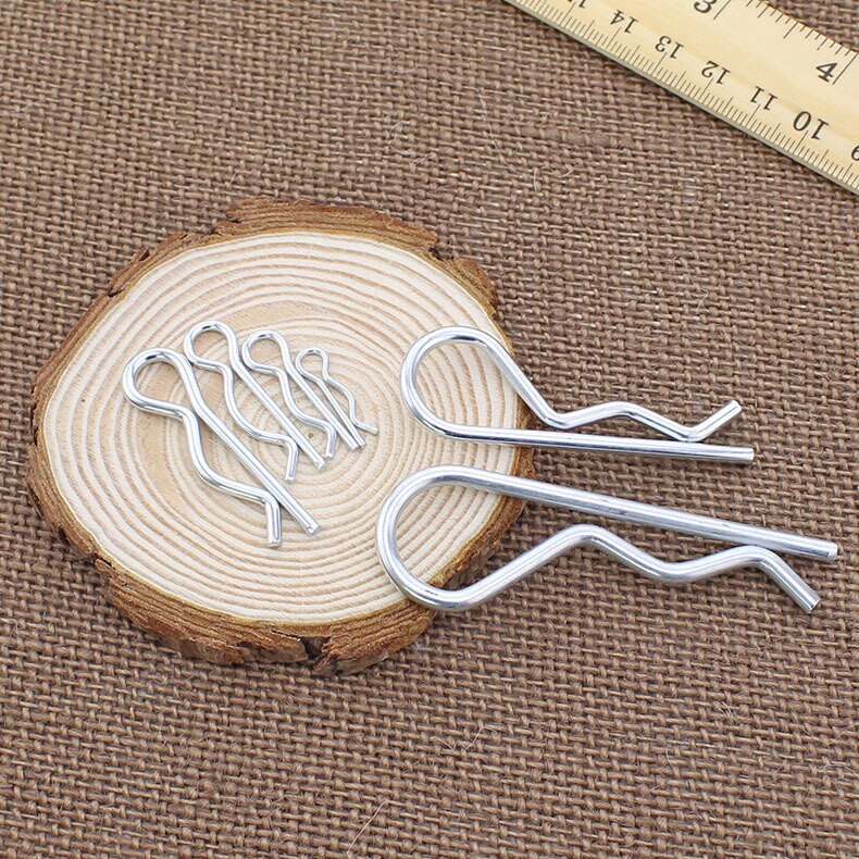 White zinc B-type cotter pin wave pin R-shaped clamp pin hairpin pin m1.2-m3.5 50PCS