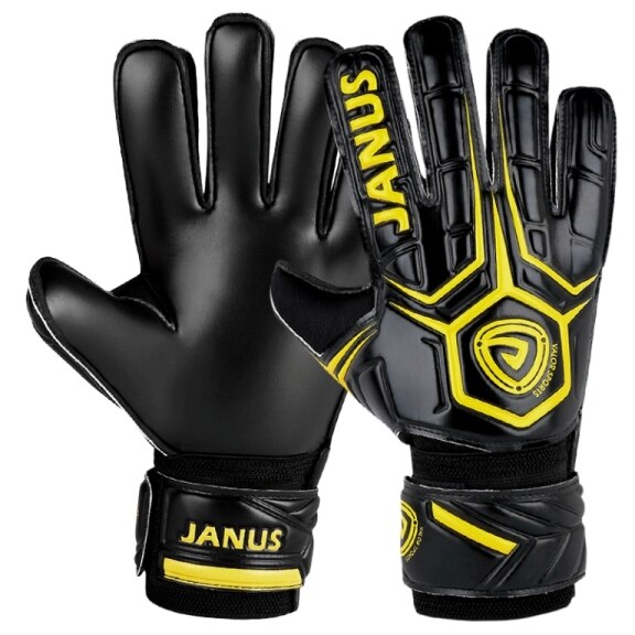 JA919 Fußball Fußball Torwarthandschuhe Professionelle Finger Sparen Schutz Goalie Keeper GK Handschuhe 3mm Latex Flache Schneiden Palm: Yellow Black / Size 10