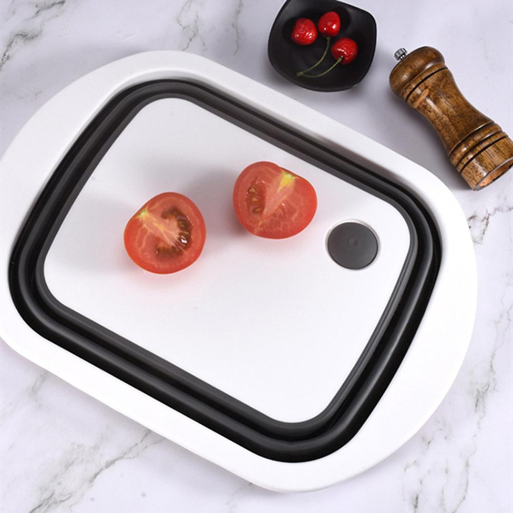 Multifunction Cutting Board Foldable Drain Basket Collapsible Vegetable Basin Washing Colander Portable Kitchen Organizer IU005