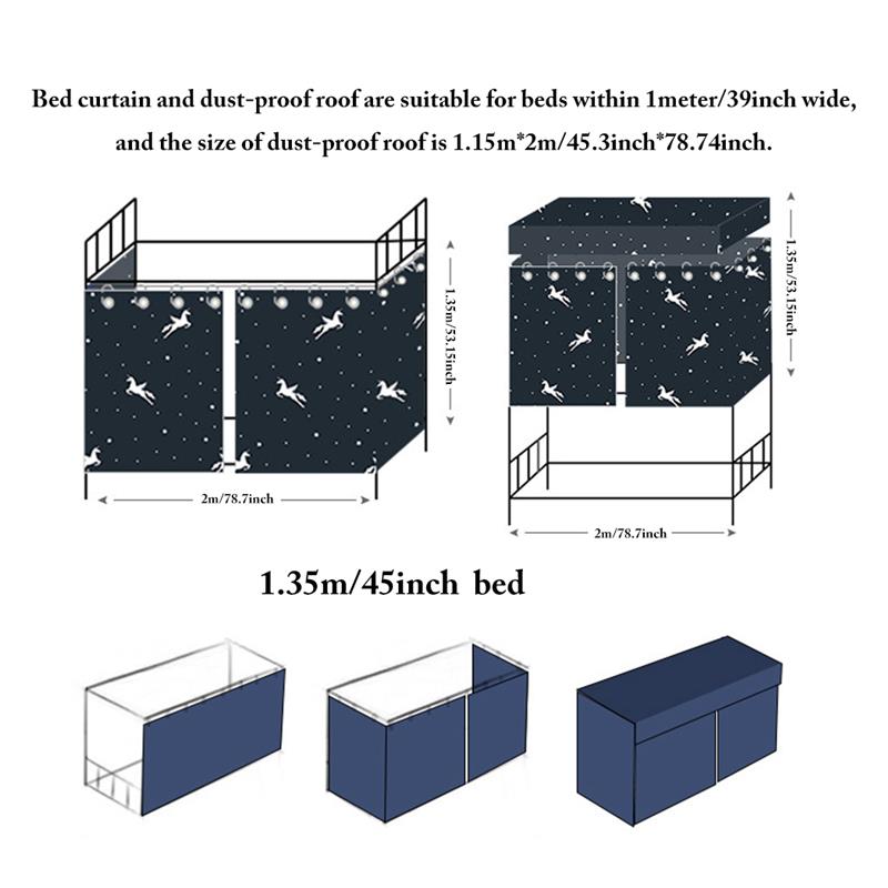 Ensemble de rideaux de lit superposé à impression créative, tissu occultant anti-poussière pour lit simple, fournitures Textiles pour la maison