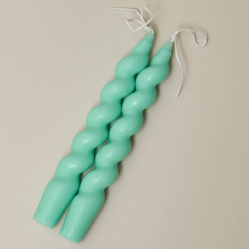 2Pc Spiraal Kaarsen Geurkaars Decoratieve Kaarsen Taper Kaarsen Home Decor Bruiloft Decoratie Centerpieces Kandelaar: Green A