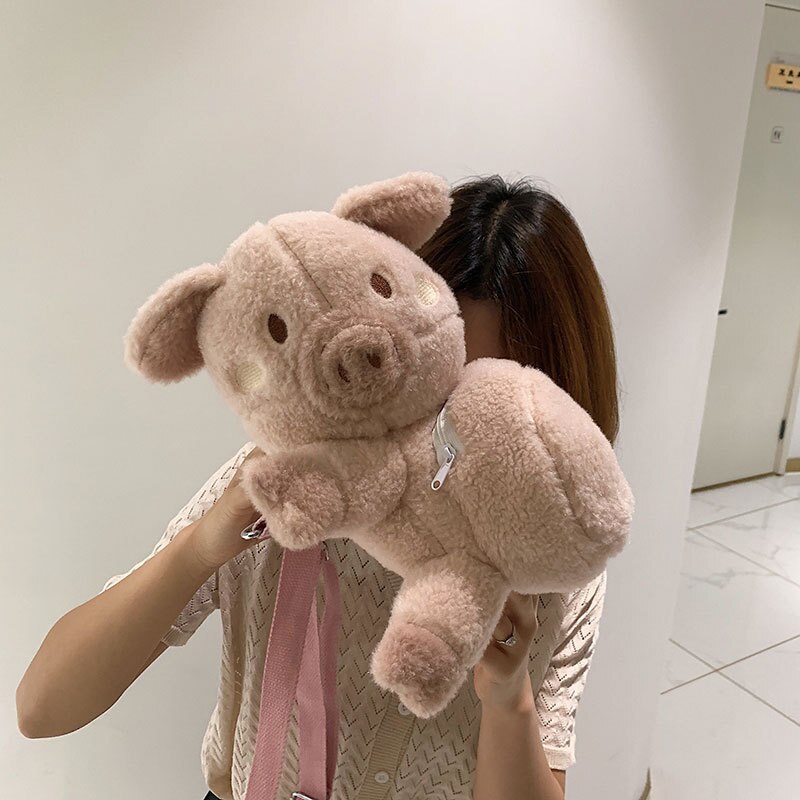 neue Rosa Tasche Frauen Lustige Kleine Tasche Flut Nette Plüsch Schwein bilden Schulter Tasche Les Säcke Des Femmes Bolso Ebene Typ-2-62196-2 Hembra Lindo