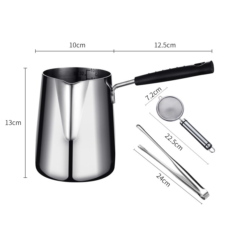 WORTHBUY Mini Koekenpan Pot Met Schaal 18/8 Roestvrijstalen Pan Voor Kids Patat Kip Koken Pan Keuken Kookgerei: Frying Pot Set B