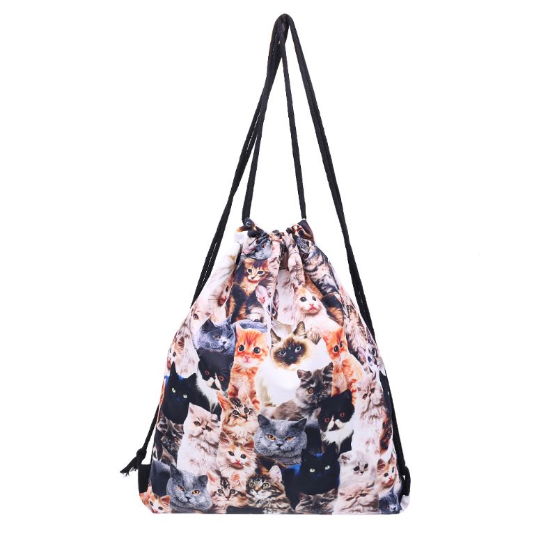 3d print trekkoord rugzak schattige katten rugzak schoudertassen sporttas  lx9f