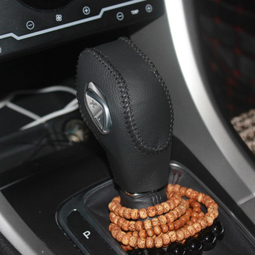 1PC Protective Shift Knob Leather Cover For FORD Focus Ecosport 12-18 Gear Shift Knob Cover: Black