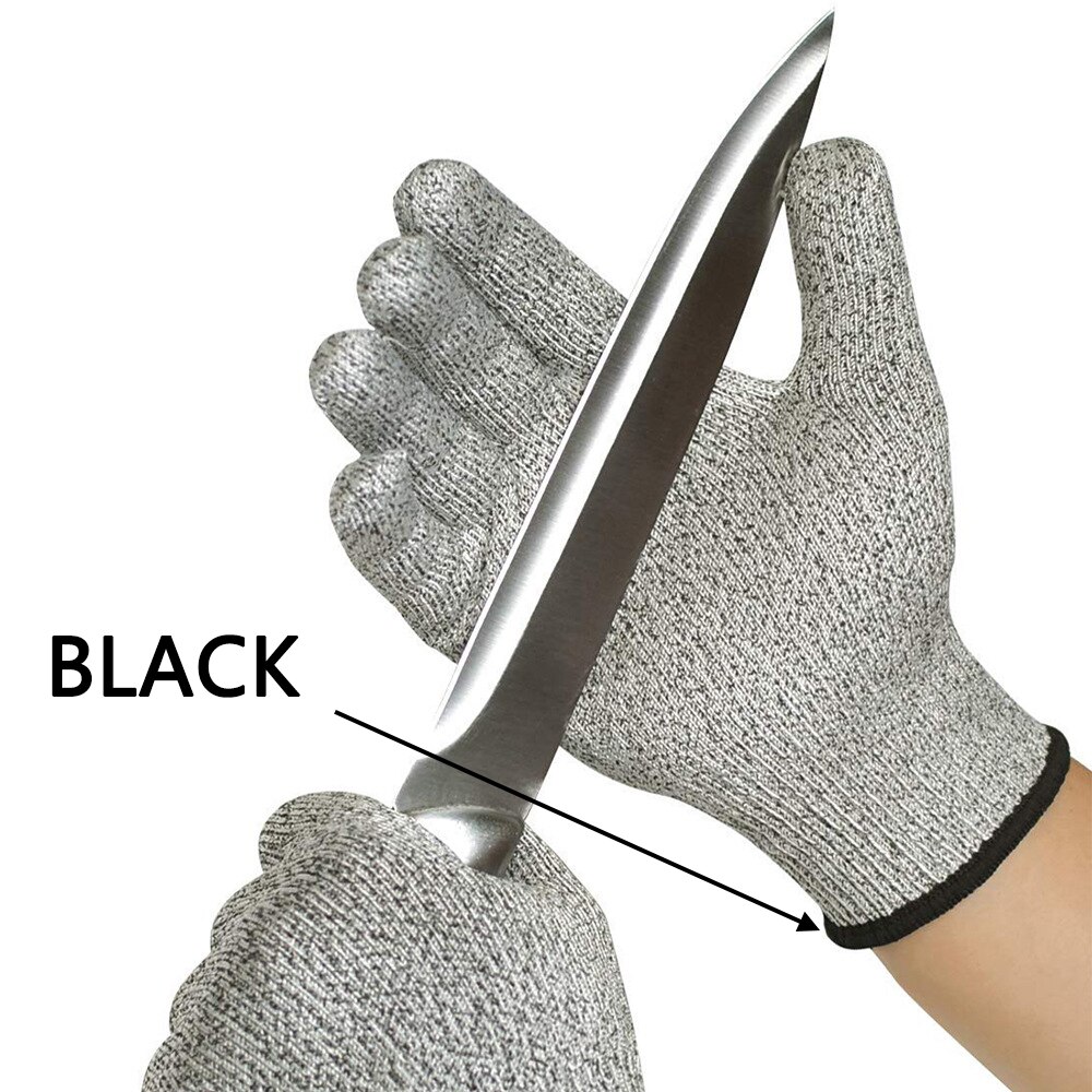 Tempdown grad 5 hppe anti-scratch anti cut proof handskar slakt träbearbetning kök trädgård fiske skär resistenta handskar  fg01: Svart / Xs