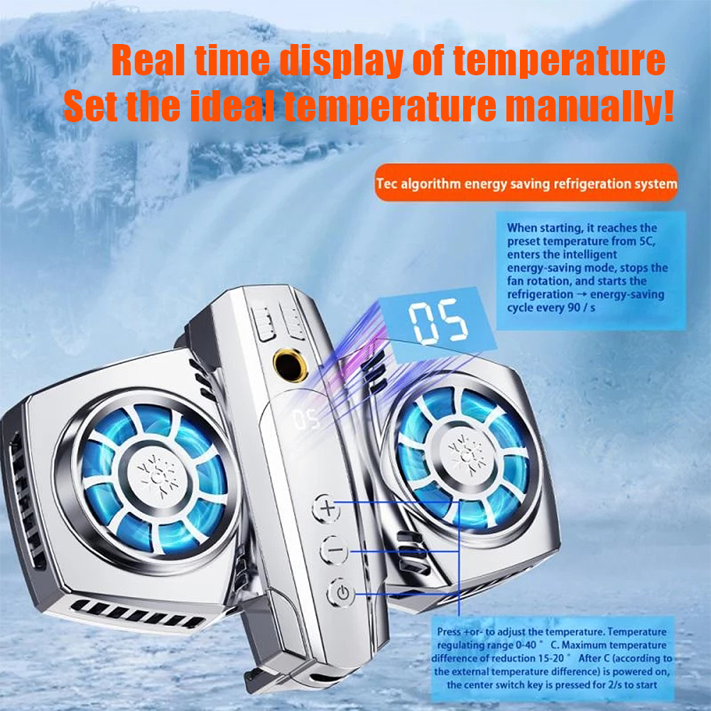 Digitale Display Mobiele Telefoon Halfgeleider Koeling Fan Game Esports Krachtige Radiator Gamepad Telefoon Koeler Systeem Gamer Koelers