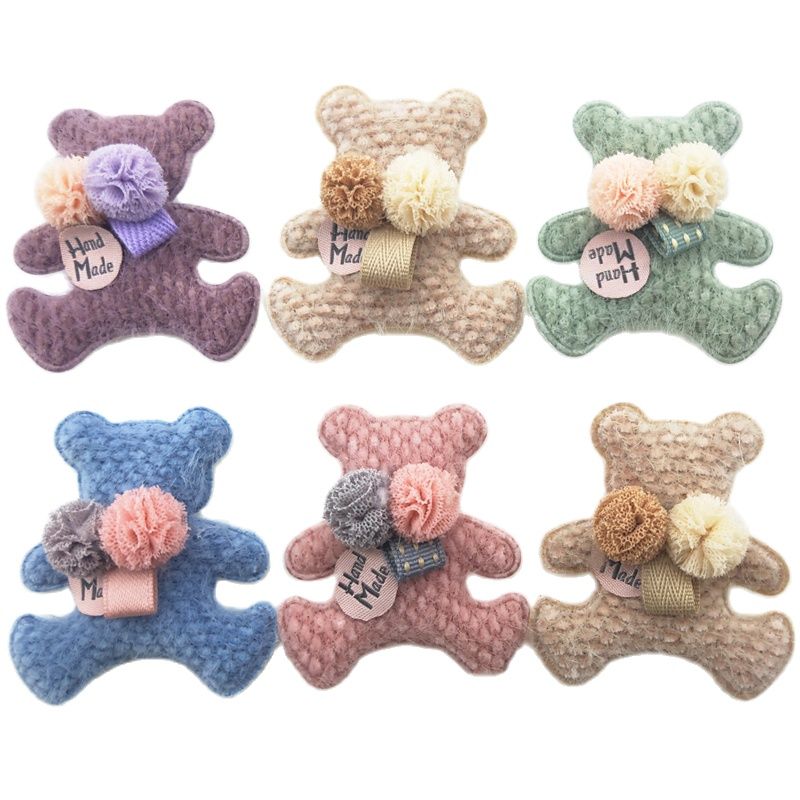 10Pcs 5.5*6.5Cm Handgemaakte Beer Bloemen Bal Padded Applicaties Voor Diy Baby Haar Clip Hoofddeksels Ambachten Decor ornament Accessoires