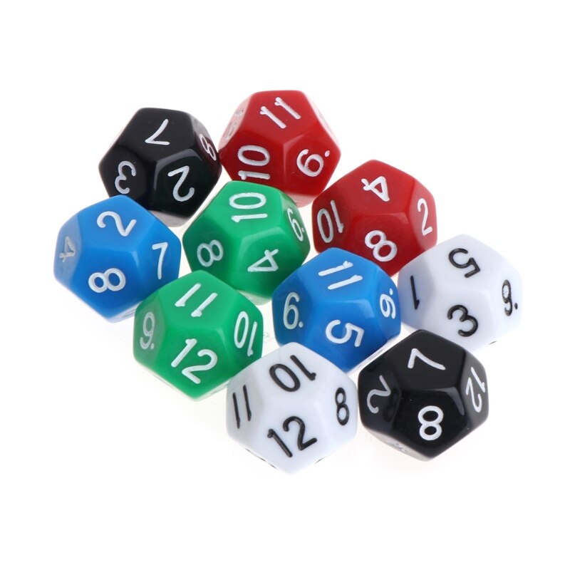 10 stücke Mehrfarbig Spiel Zubehör 12 einseitig Acryl Anzahl Würfel