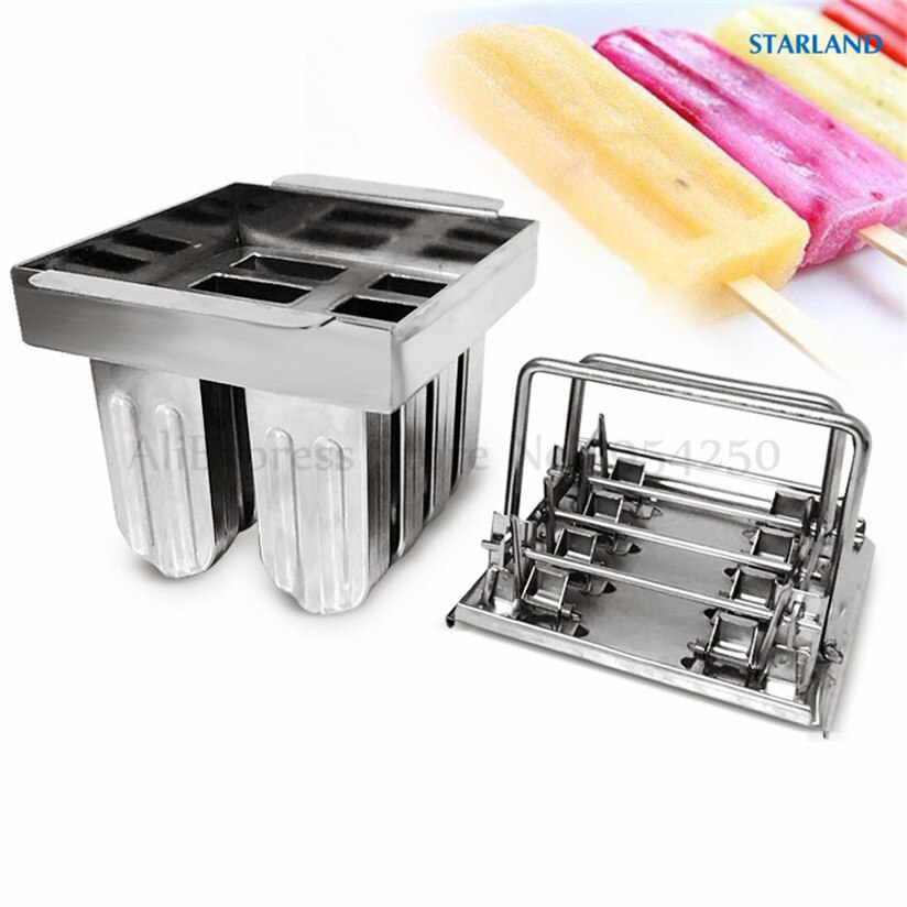 Stainless Steel DIY Ice Pop Molds Ice Lolly Popsicle Moulds Stick Holder 8 Cells/Batch Six Options Home Ice-Pop Molds