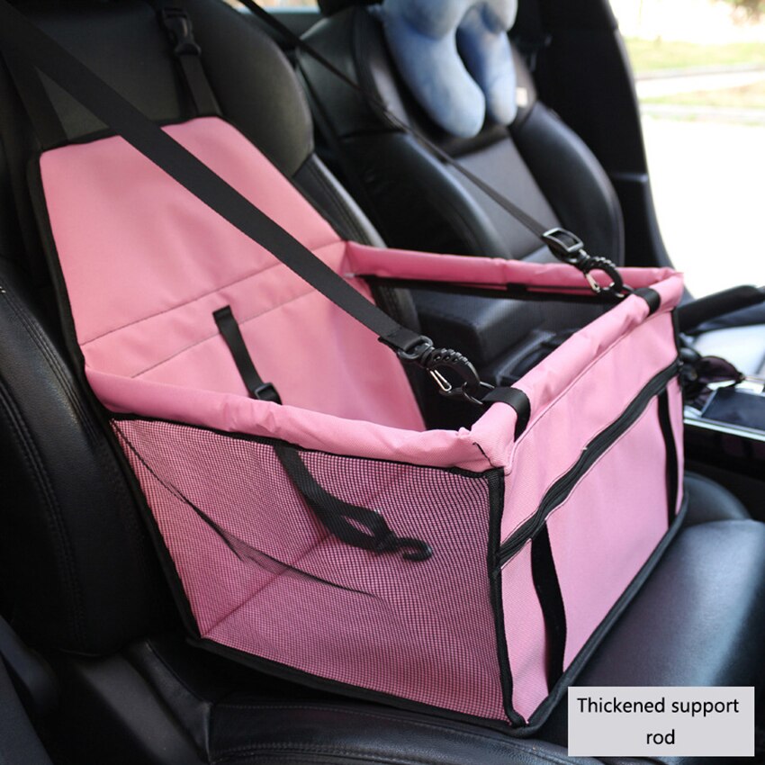 Bolsa de transporte para perro, cesta para asiento de coche, segura para casa, gato, cachorro, cesta de viaje: Rosa