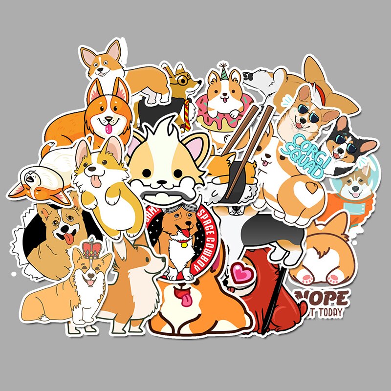 50 PCS Welsh Corgi Pembroke Cartoon Stickers Cute Animals Dog For Suitcase Cool Laptop Stickers Skateboard Waterproof Sticker