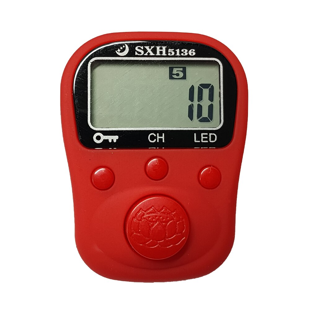 6 Digitale Lcd Elektrische Hand Tally Ring Teller Oplaadbare Batterij Led Licht 5 Kanalen Key Lock Functie Geschenkdoos Verpakking: Red