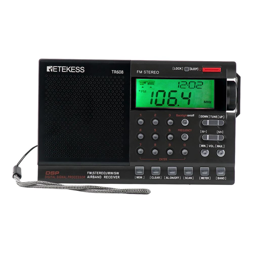 RETEKESS Radio Aviation Band FM MW SW Air Band Receiver Radio Antenna Aerial Band Receiver Backlit Display Alarm Clock Airport: Default Title