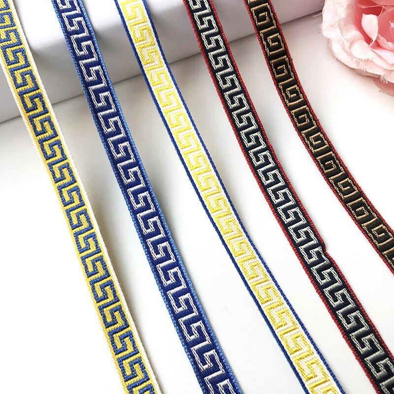 1Cm Cool Geometrische Polyester Jacquard Singels Computer Jacquard Borduurwerk Singels Diy Bagage Kledingstuk Broek Naaien Accessoires