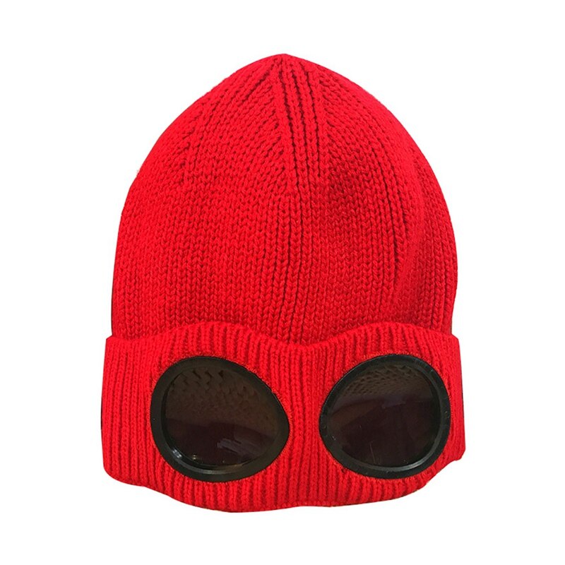 Glasses Hat Unisex Wool Knitted Goggles Beanie Thermal Fluffy Warm Cap Heat Keeper Ear Protector Men Women Hat Cap: R