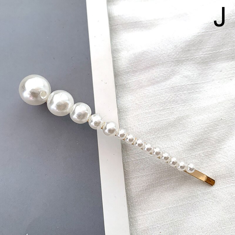 Full Pearl Hair Clips Pins For Women Girls Hairpins Barrette Korean Metal Hairgrip Hair Accessories: J