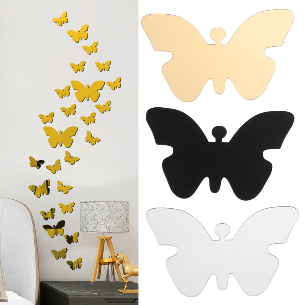 25 Stks/set Acryl 3D Vlinder Stickers Wall Art Spiegel Oppervlak Vlinders Decal Moderne Mode Slaapkamer Home Decoratie