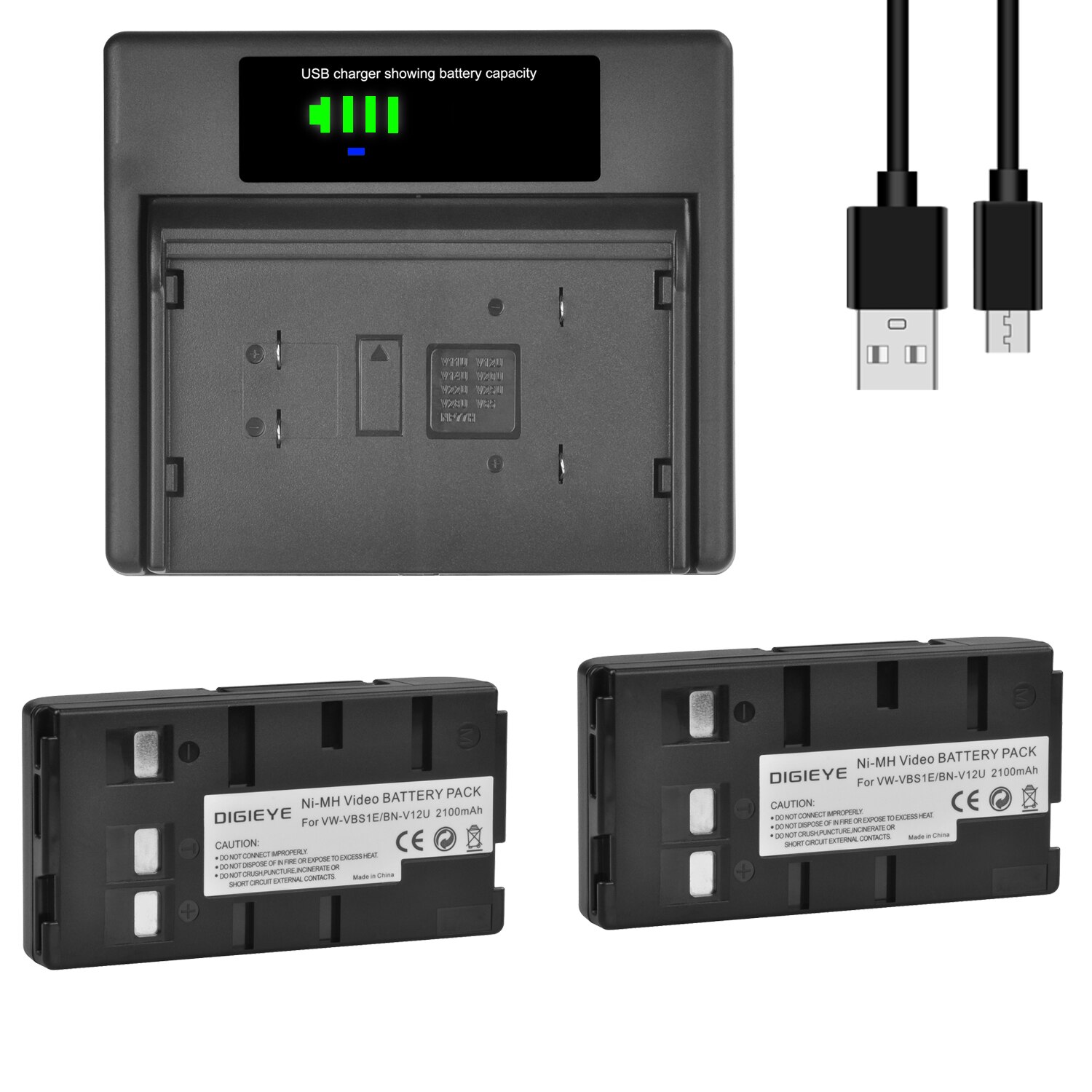 Batería de videocámara de 2100mah, BN-V12U de VW-VBS1E para JVC BN-V10U, BN-V11U,BN-V12U,BN-V14U,BN-V15,BN-V18U, BN-V22U,BN-V24U: 2 battery set