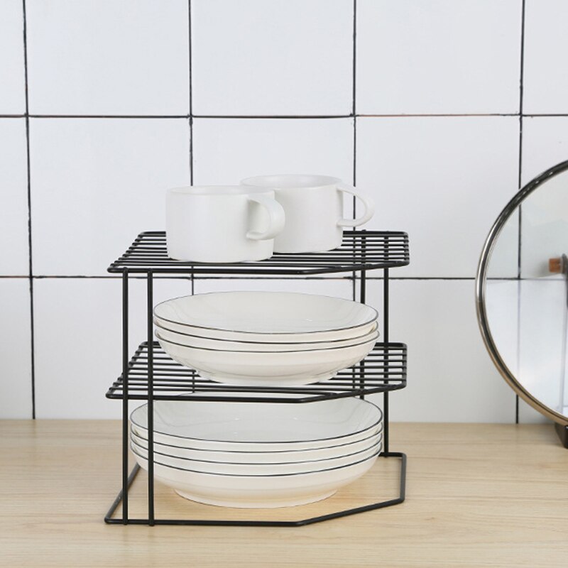Bad Küche Lagerung Rack Tassen Gerichte Gewürz Glas Gewürz Flasche Finishing Lagerung Rack 3-Tier-Desktop-Metall Halter Rack