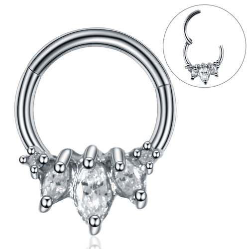 16G 8mm Stainless Steel Helix Earrings Hoop With CZ - For Tragus, Conch, Nose Piercings