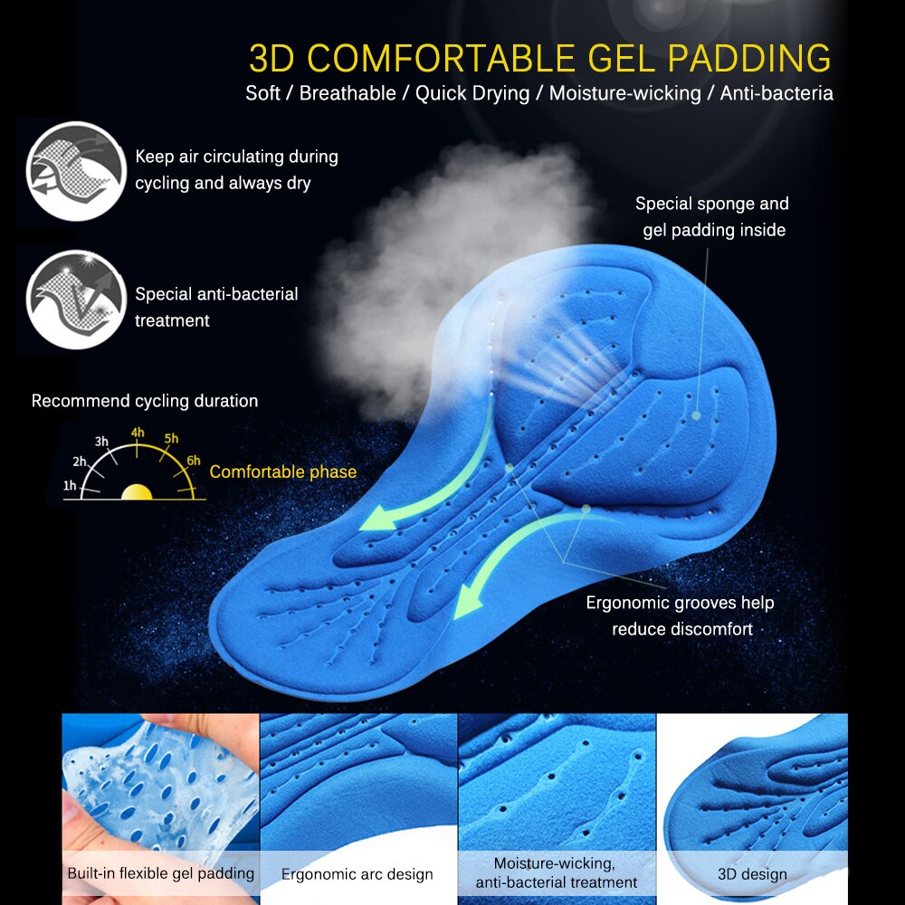 Men's Cycling Pants Reflective Bicycle Pants Gel Padded Cycling Tights Leggings Outdoor Riding Bike Pants MTB Reflective Pant