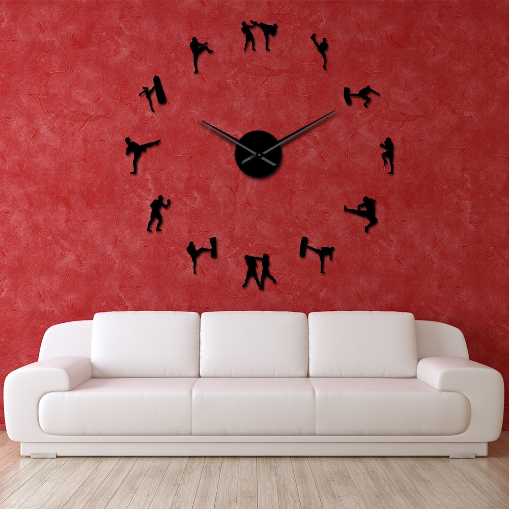 Kickboxing Clock Korean Martial Art Taekwondo Figures DIY Giant Wal... – Vicedeal