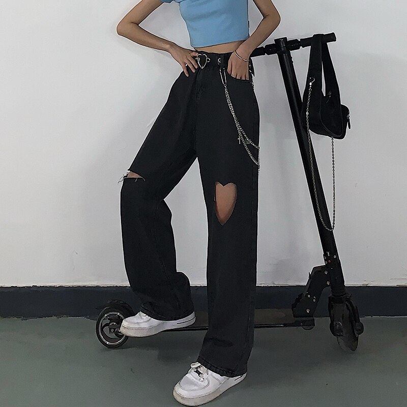 Is Women’s High-Waist Wide-Leg Jeans - Center-Pleat Full-Length Cotton Denim for