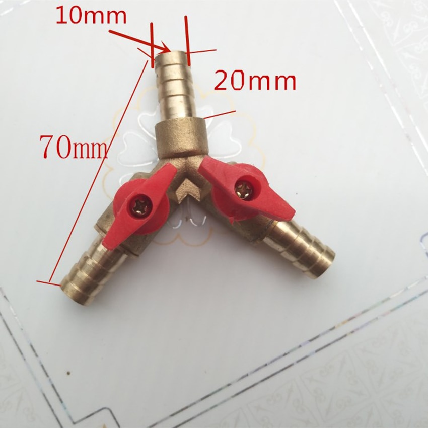 1pc 3- vägs avstängningskulventil / ventilklämmans slang hulling bränslegas 5/16 tum 8/10mm mässing y typ kulventil för trädgårdsredskap