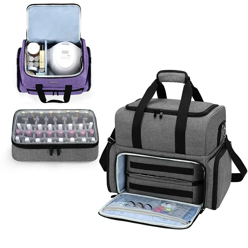 48 flasker neglelakk oppbevaringspose kosmetikk veske organizer med håndtak for reise bærbar essensiell oljepose neglepleiesett boks