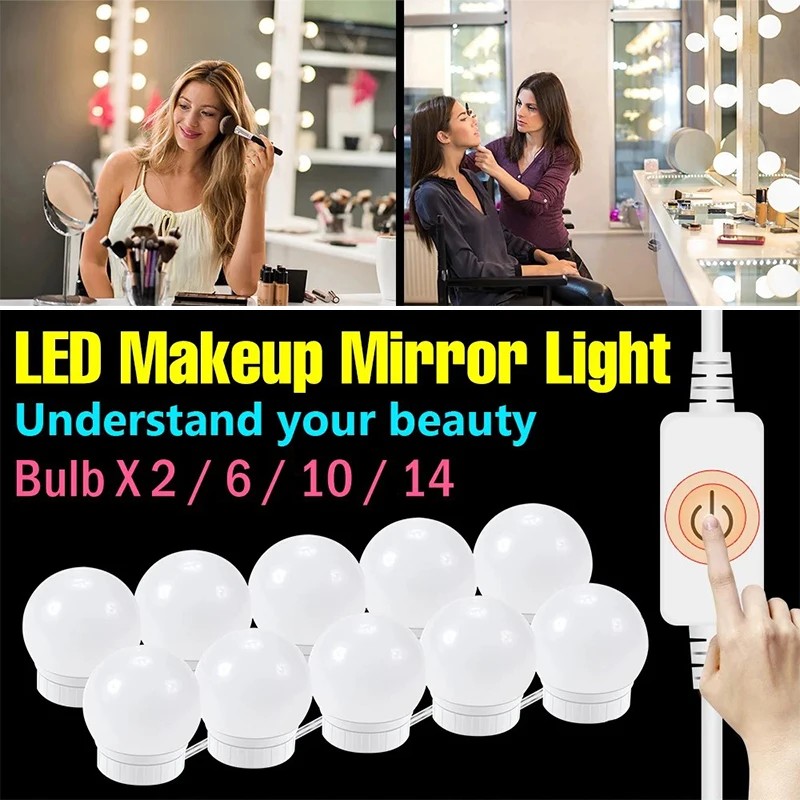 Makeup Mirror LED Light Bulbs USB 5V Bathroom Dressing Table Vanity Lights Hollywood Dressing Table Mirror Lighting
