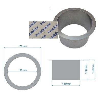 304 stainless Steel Square Round Built-in In Countertop Bench Top Waste Trash Chute Grommet No Cover Bathroom Hotel Public: Round 170mm