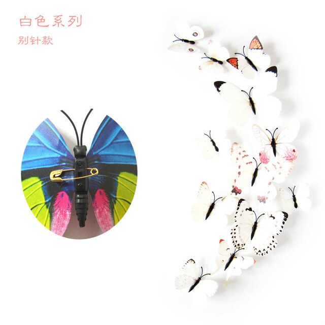 12PCS/Lot Garden Colourful Butterfly Decorative Stakes Wind Spinners Garden Decorations Simulation Butterfly: Gray
