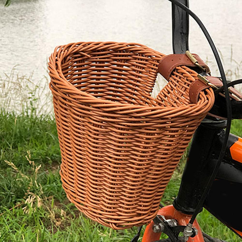 Kids Front Stuur Rotan Handwoven Fiets Mand Kinderen Geweven Fiets Mand Voor Jongens En Meisjes Fietsen Rieten Mand
