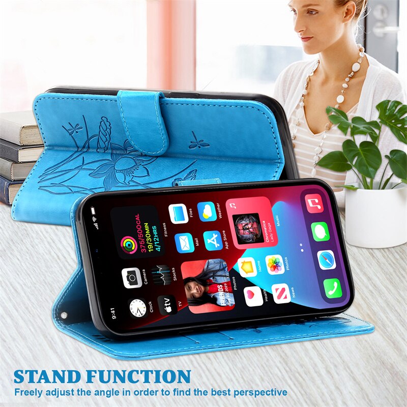 Stojak na książki portfel Coque na Google Pixel 7 Pro etui na Google Pixel7 7Pro pixel7pro 6 6pro wytłoczony kwiat lotosu etui na karty