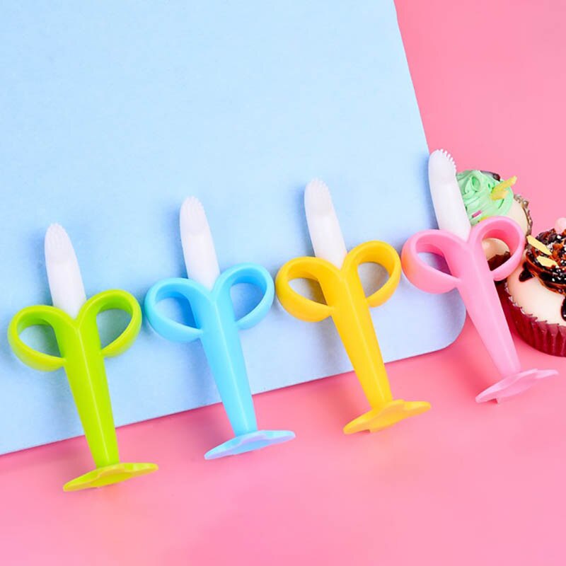 1Pcs Baby Stereo Banaan Gum Molaire Stok Leuke Cartoon Banaan Vorm Baby Bijtring Molaire Sticker Veiligheid Baby Tandenborstel
