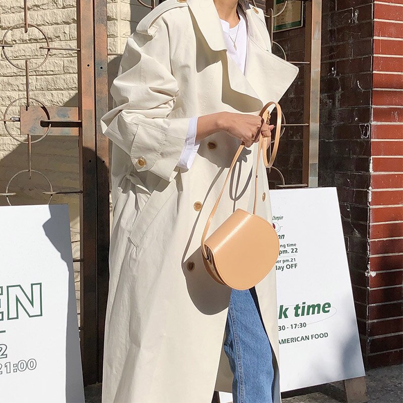 Trench-coat croisé pour femme avec ceinture, coupe-vent ample et long, vêtement d'extérieur chic pour femme, style coréen, collection printemps fy