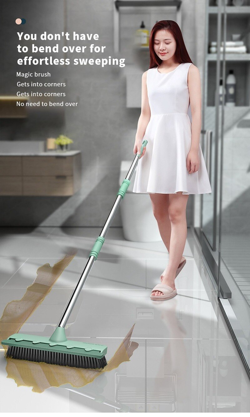 Brosse de nettoyage de sol 2 en 1, brosse à récurer de piscine, essuie-glace de salle de bains, raclette de fenêtre à poils rigides, balai magique, brosse de nettoyage de sol de baignoire et de carrelage