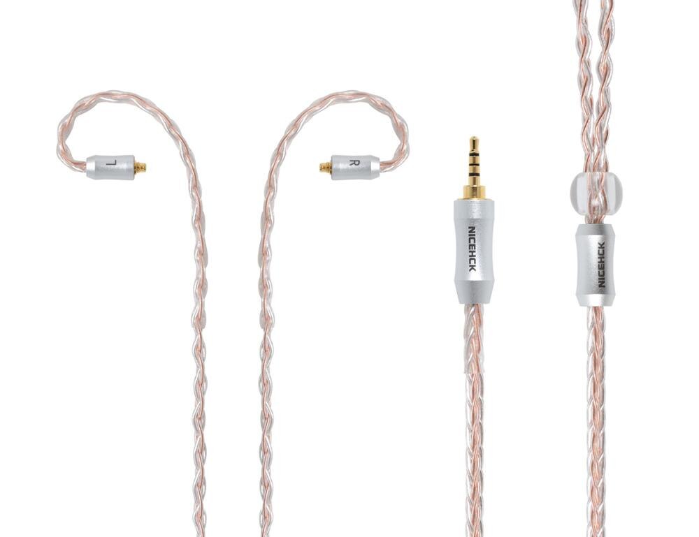 NICEHCK 8 Core Copper Silver Mixed Cable MMCX/2Pin 3.5/2.5/4.4mm Balanced For C12 C16 ZS10 ZSX V90 TFZ NICEHCK NX7 Pro/DB3/F3/M6: 2.5mm With MMCX